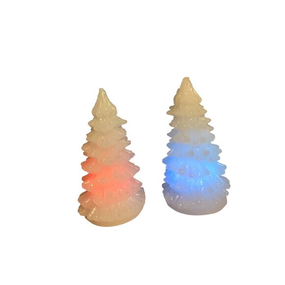LED color Changing Wax Christmas Trees- set of 2 - Picture 7 of 16